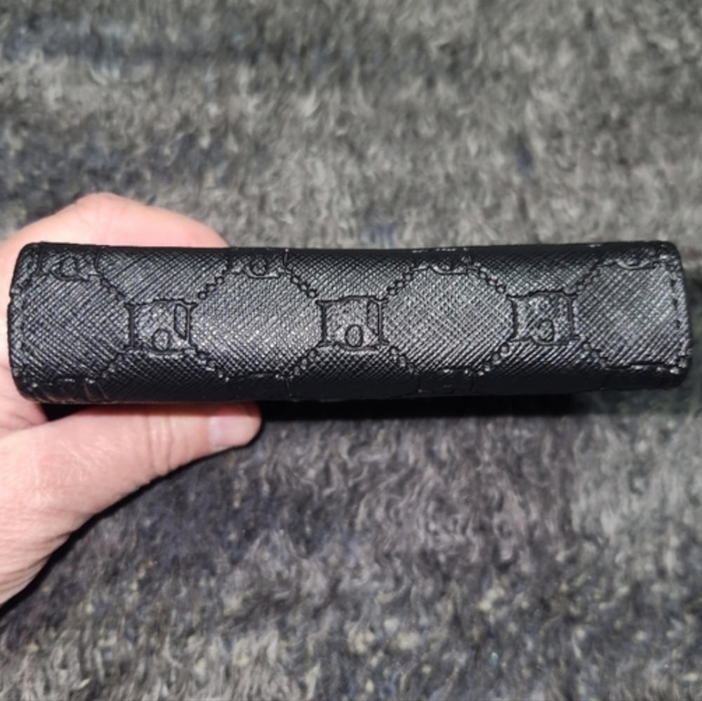 Badgley Mischka Black Snap Bifold with Zip Around Coin Compartment - Picture 9 of 11